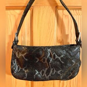 Vtg Park Avenue Int’l NYC Lizard Baguette Bag Made in USA Black Y2K 90s Mobwife